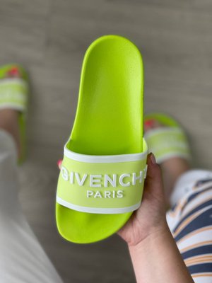 Женские тапочки Givenchy Lime шлёпки лаймовые (36-41) 3186 фото
