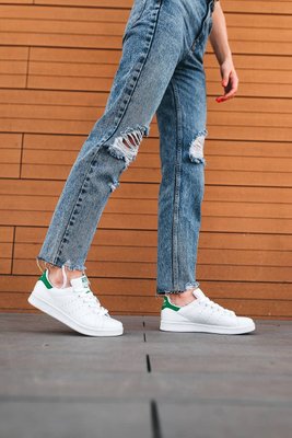 Кроссовки Adidas Stan Smith White Green белые с зелёным (37-41) 2946 фото