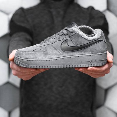 Мужские кроссовки Nike Air Force 1 Grey Fur серые на меху (41-45) 3014 фото
