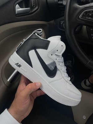 Кроссовки Nike Air Force 1 High Utility White Black Fur белые с чёрным на меху (36-46) 3016 фото