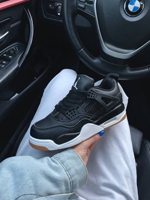 Мужские кроссовки Nike Air Jordan 4 Retro Black White чёрные с белым (41-45) 3070 фото