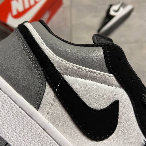 Мужские кроссовки Nike Air Jordan 1 Retro Low темно-серые с чёрно-белым низкие (41-45) 2920 фото