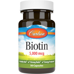 Біотин 5 мг, Carlson Biotin, 50 капсул
