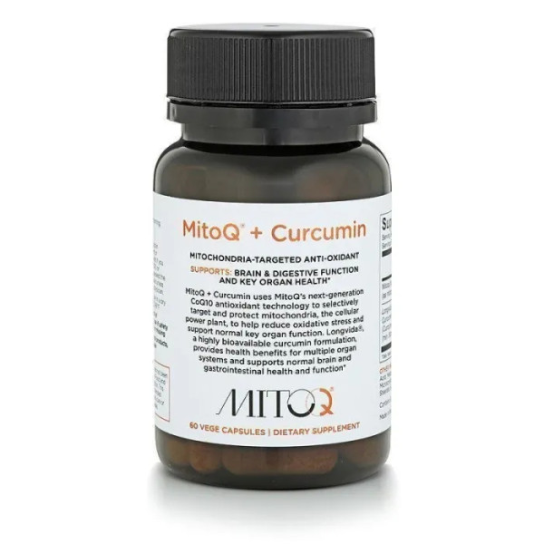 Куркумин антиоксидант MitoQ, MitoQ + Curcumin, MitoQ, 60 капсул