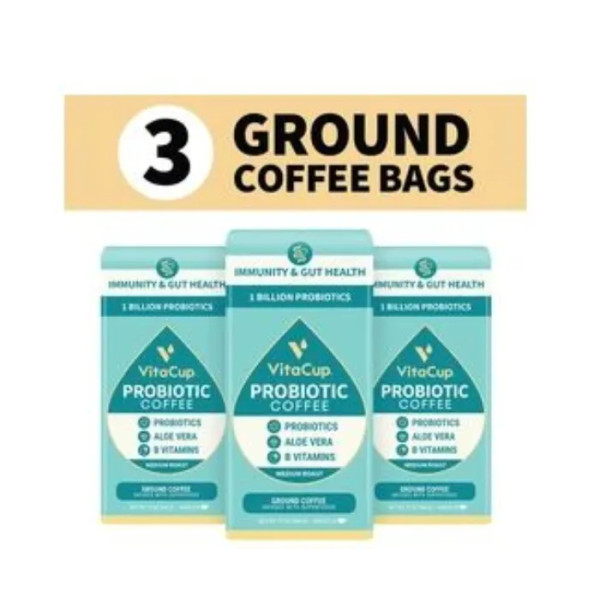 Кава з пробіотиками, Immunity Probiotic Ground Coffee, VitaCup, 3 упаковки, 102 штуки
