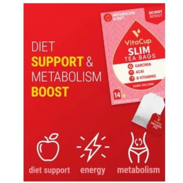 Чай з Гарцинія камбоджійська і асаї, Slim Tea Bags, VitaCup, 42 шт