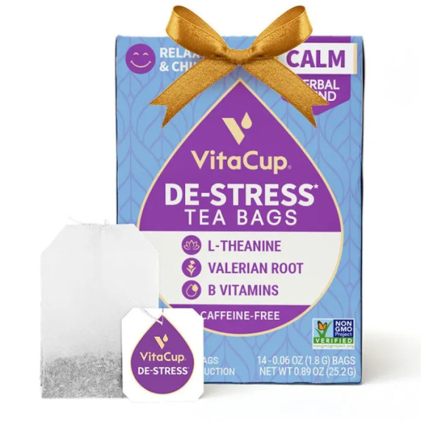 Трав'яний чай з вітамінами і тіамін, De-Stress Tea Bags, VitaCup, 56 шт