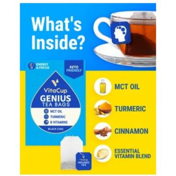 Настояний чай з MCT, куркумою, корицею і вітамінами, Genius Tea Bags, VitaCup, 28 шт