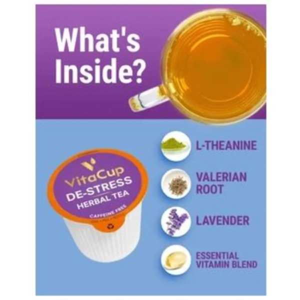 Трав'яний чай в капсулах з вітамінами і тіамін, De-Stress Tea Pods, VitaCup, 32 шт