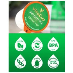 Чайні капсули із зеленим чаєм, матчу та морингу, Green Tea Pods VitaCup, 128 шт