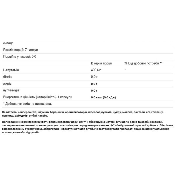 L-глутамін, L-Glutamine, AB PRO Nutrition, 360 капсул