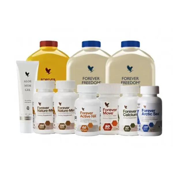 Міні тач 'Свобода руху', A Touch, Forever Living, набір з 8 продуктів (сік алое вера, мультимінерали, омега-3, кальцій, ЧСЧ, гіалуронова кислота)