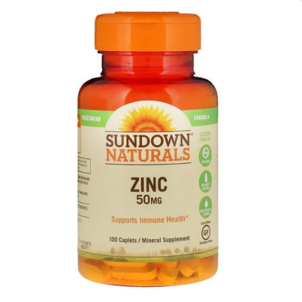 Цинк глюконат, Zinc, Sundown Naturals, 50 мг, 100