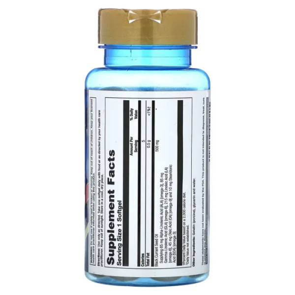 Масло черной смородины, Black Currant Oil, Nature's Life, 500 мг, 90 мини-капсул