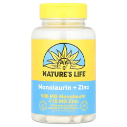 Монолаурин с цинком, Nature's Life Monolaurin + Zinc, 90 вегетарианских капсул