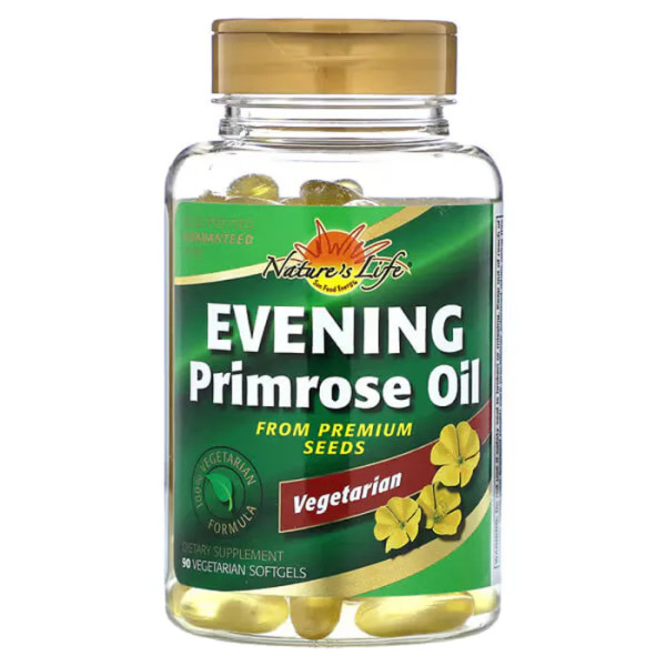 Олія вечірньої примули, Vegetarian Evening Primrose Oil, Nature's Life, 90 вегетаріанських капсул