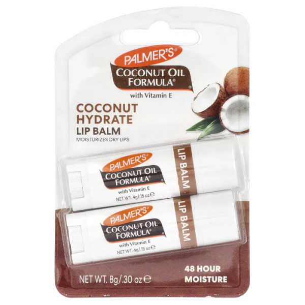 Бальзам для губ, Coconut Hydrate Lip Balm, Palmer's, з кокосовим маслом та вітаміном E, зволожуючий, 2 упаковки по 4 г кожна