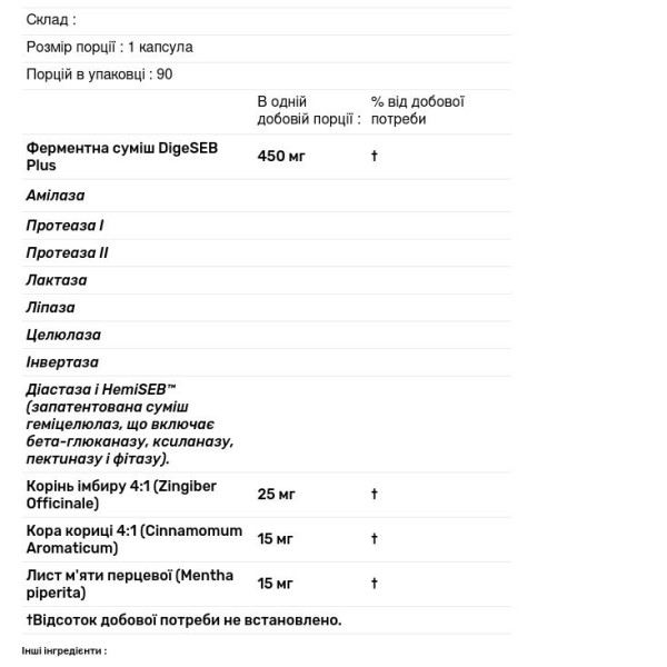 Комплекс травних ферментів, NB Pure, 90 капсул