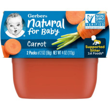 Дитяче пюре морква, Gerber Natural for Baby 1st Foods, 2 упаковки по 56 г
