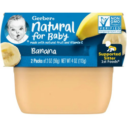 Детское пюре банан, Gerber Natural for Baby 1st Foods, 2 упаковки по 56 г