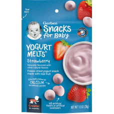 Йогуртові кульки з полуницею, Yogurt Melts Gerber Snacks for Baby, 8+ місяців, 28 г