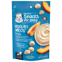 Йогуртовые шарики с персиком, Yogurt Melts Gerber Snacks for Baby, 8+ месяцев, 28 г