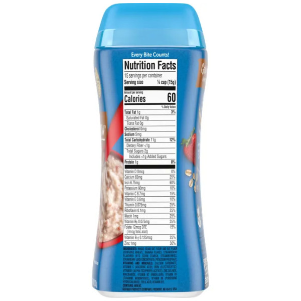 Вівсяні пластівці, Cereal for Baby, Grain & Grow, Gerber, Lil 'Bits, для малюків від 8 місяців, банан та полуниця, 227 г