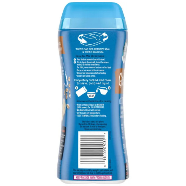 Вівсяні пластівці, Cereal for Baby, Grain & Grow, Gerber, Lil 'Bits, для малюків від 8 місяців, банан та полуниця, 227 г