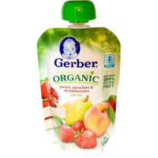 Дитяче пюре груша персик полуниці, 2nd Foods Baby Food Gerber, 99 г