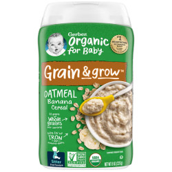 Вівсяна каша для малюків, органічна, з бананом, Oatmeal Banana Cereal Grain & Grow Gerber Lil' Bits, 227 г