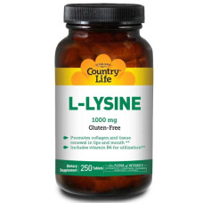 Лізин 1000 мг, Country Life L-Lysine, 250 таблеток
