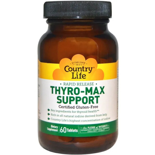 Підтримка щитовидної залози, Thyro-Max Support, Country Life, 60 таблеток