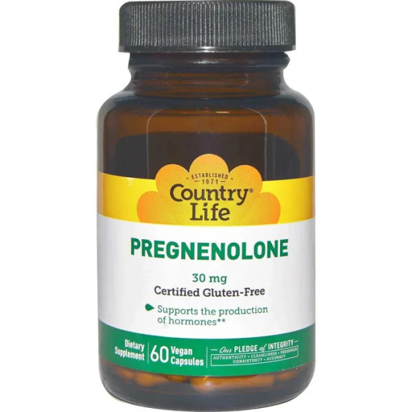 Прегненолон, Pregnenolone, Country Life, 30 мг, 60 кап.