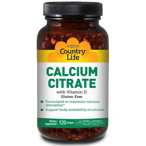 Цитрат кальция и витамин D, Calcium Citrate, Country Life, 120 таблеток