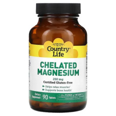 Магній хелат 250 мг, Country Life Chelated Magnesium, 90 таблеток