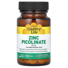Цинк піколінат 25 мг, Country Life Zinc Picolinate, 100 таблеток