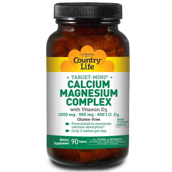 Кальцій магній вітамін D3, Calcium Magnesium, Target-Mins, Country Life, 90 таблеток