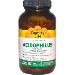 Пробиотик Acidophilus, Country Life, 250 капсул