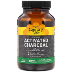Активированный уголь 260 мг, Country Life Activated Charcoal, 100 капсул