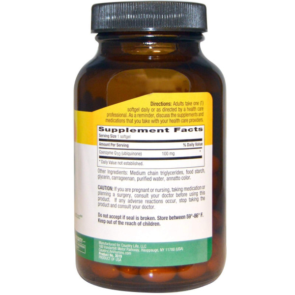Коензим Q10, CoQ10, Country Life, 100 мг, 120 капсул
