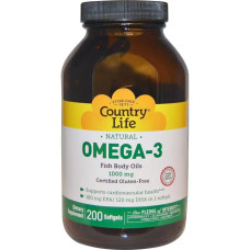 Омега-3 риб'ячий жир 1000 мг, Country Life Omega-3, 200 капсул
