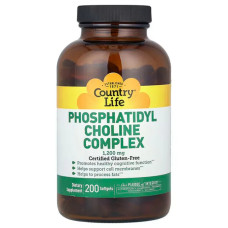 Фосфатидилхолін 1200 мг, Country Life Phosphatidyl Choline, комплекс, 200 капсул