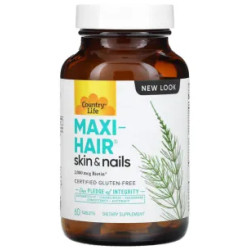 Максі комплекс для волосся шкіри та нігтів, Maxi-Hair Skin & Nails Country Life, 60 таблеток