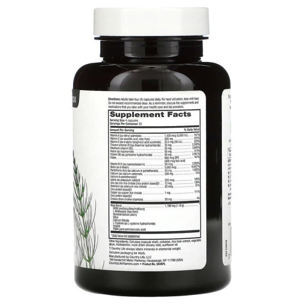 Вітаміни для волосся, Maxi Hair Plus, Country Life, 5000 мкг біотину, 120 капсул