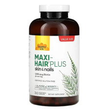 Вітаміни для волосся з біотином 5000 мкг, Country Life Maxi Hair Plus, 360 вегетаріанських капсул (1250 мкг у капсулі)