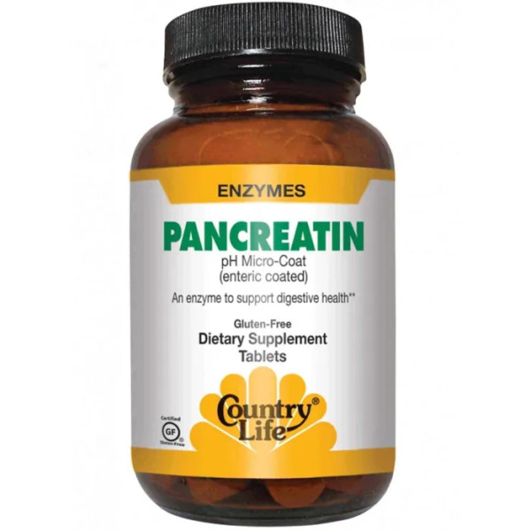 Панкреатин, Pancreatin, Country Life, 100 таблеток