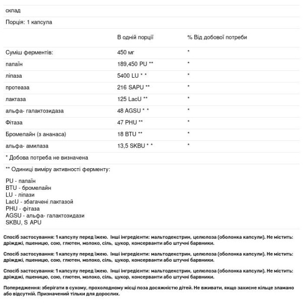 Ферменти комплексні (Maxi-Zyme), Country Life, 60 капcул