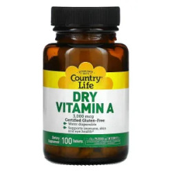 Вітамін A 3000 мкг, сухий, Dry Vitamin A Country Life, 100 таблеток