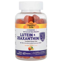 Лютеин и зеаксантин, жевательные, натуральный вкус манго, Country Life Lutein & Zeaxanthin Gummies, 60 жевательных конфет