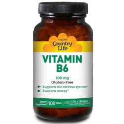 Витамин В6 (пиридоксин) 100 мг, Country Life Vitamin B-6, 100 таблеток